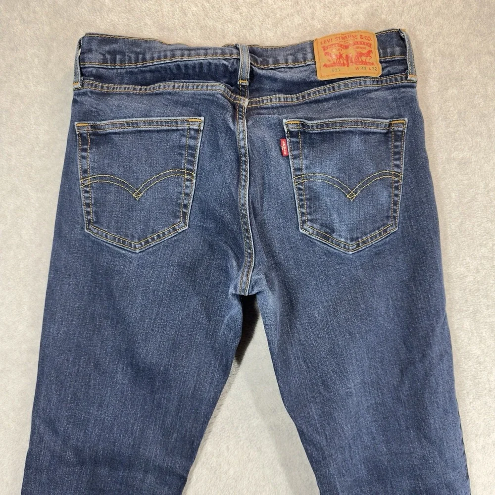 Levis 511 Jeans Mens 34x30‎ Blue Slim Straight Mid Rise Dark Wash Stretch
